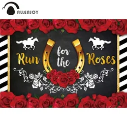 Allenjoy Run For The Roses Horse Backdrop Birthday Countryside Woman Bridal Shower Baby Shower Party Decor Banner Wallpaper