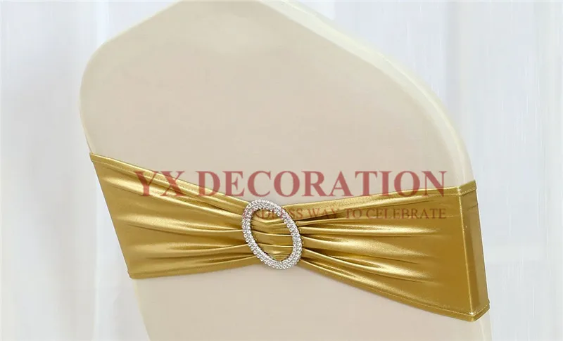 gold 15x35 см бронзовое металлическое лайкра Группа спандекс стул Sah для чехлы для стульев для свадьбы события украшения - Цвет: gold