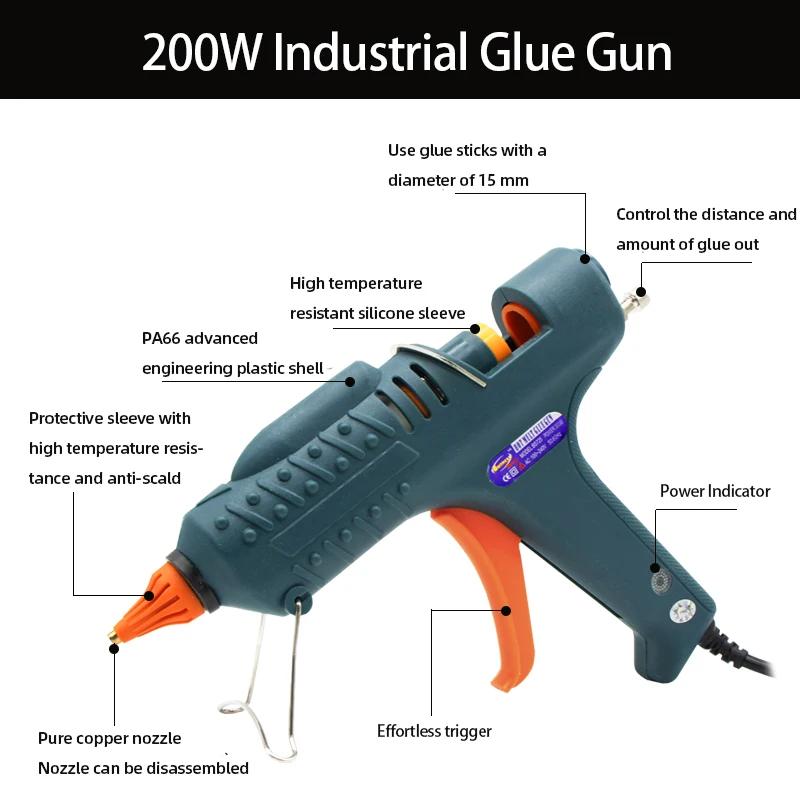 Клеевой пистолет 220 В 200 Вт 15 мм|glue gun|hot melt glue gunmelt gun |