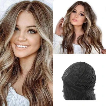 

Fashion Women's Long Wigs Curly Brown Gold Blonde Wavy Medium Long Curly Wigs Natural Charming Hairstyle