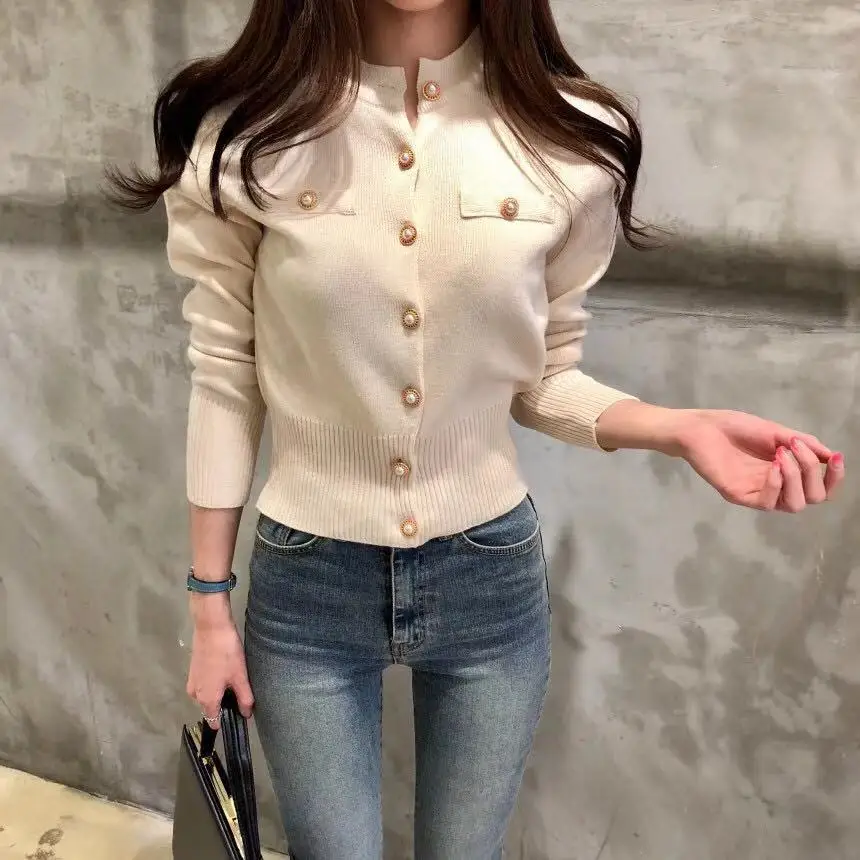 

Women's Sweaters Autumn Winter 2019 Cardigans Knitted Button Single Breasted Fashion Korean Style Solid Tops