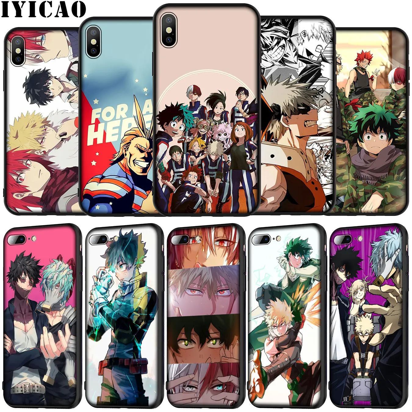 IYICAO Boku no Hero Academia Soft Silicone Phone Case for iPhone XR X XS 11 Pro Max 5 5S SE 6 6S 7 8 Plus Black TPU Cover | Мобильные