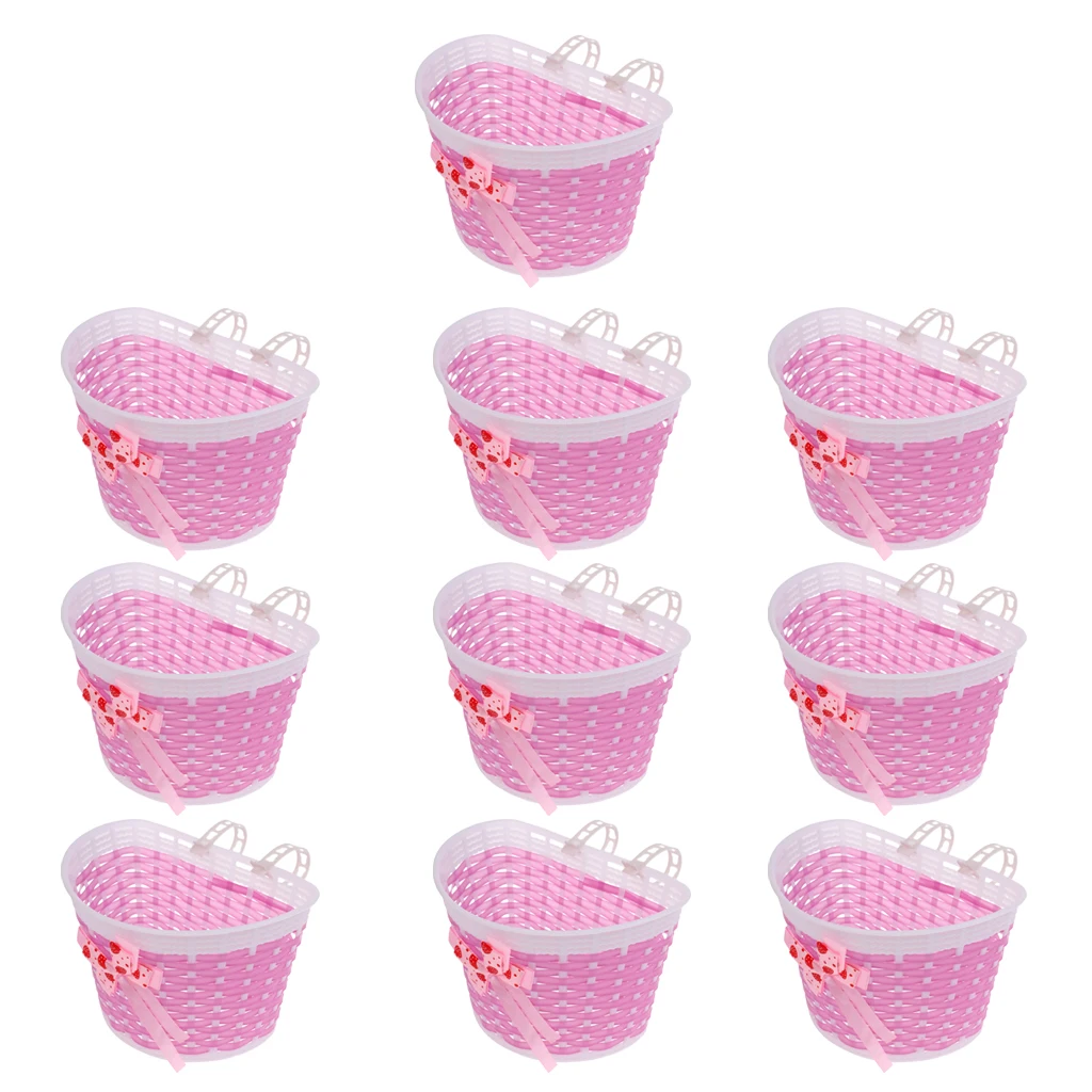 11x Children Kids Girls Bicycle Front Basket Bike Cycle Shopping Holder Pink