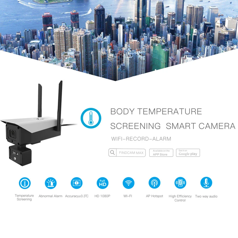 US $283.90 HD 1080P Wireless Body Temperature Measurement Thermal Imaging WiFi Camera 8 Inch LED Screen Fever High Temperature Alarm Push