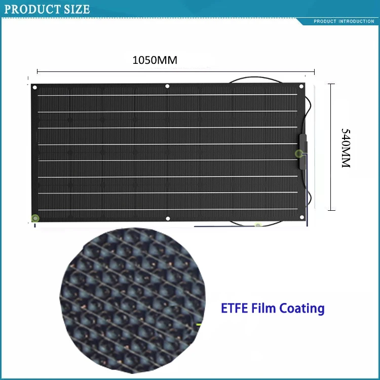 Солнечная панель 2x100w ETFE Гибкая солнечная панель, 200w Гибкая солнечная панель из ETFE материала