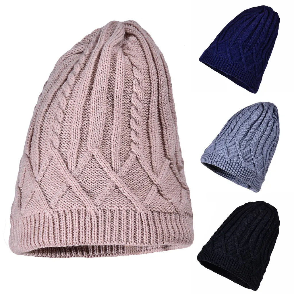 Шапки-унисекс зимние шапки для женщин одноцветные теплые короткие женская