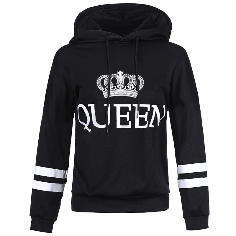 Новые продукты Wish AliExpress, одежда для пар, толстовка с капюшоном в полоску с принтом королевы и короля
