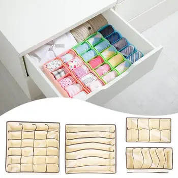 

4 in 1 Non-woven Fabrics Storage Boxes Beige Drawer Closet for Clothes Underwear Sock Multi-size Underwear Bra Organizer