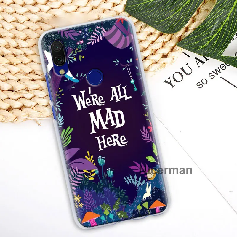 Чехол для телефона с изображением кошки Алисы в стране чудес для Redmi Note 6 7 8 Pro Redmi K20 Pro 5 6 7 6A 7A 8A Y3 S2 GO 8T Твердый Чехол