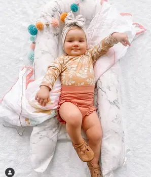 

Toddler Baby Girls Bodysuit Ruffle Pants Round Collar Long Sleeves Leaf Dot Plaid Printed Headband 3-Piece autumn Clothes