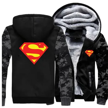 

Superman Thick Hoodie For Men Winter Streetwear Hipster Tracksuit Casual Stylish Brand Clothing Newest Zipper Coat Biker Jackets