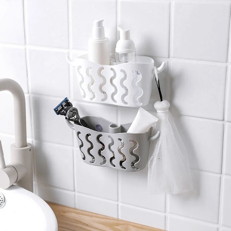 

Plastic Storage Hanging Basket Holder Kitchen Sink Organizer Sponges Soaps Scrubbers Multifunctional Sucker Drain Rack