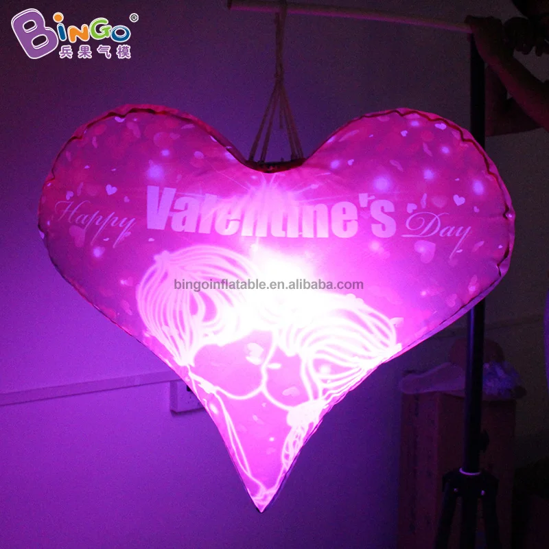 

0.8 Meters Inflatable LED Heart Shape Lamp Customized Lighting Inkjet Print Event Heart Light