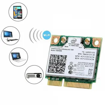 

Dual Band Wireless Wifi Card For Intel 7260HMW 7260AC 4.0 Bluetooth Wi-Fi 802.11ac PCI-E 2.4G/5Ghz Half 876Mbps 1200M Adapt M4I6