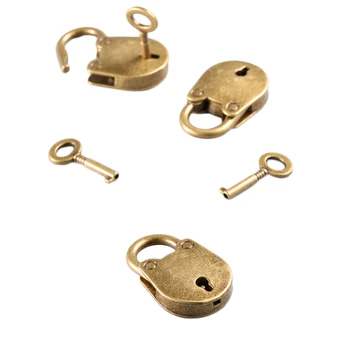 

3Pcs/set Antique Bronze Plated Chinese Style Door Lock Vintage Padlock NotebookLock Luggage Belt Padlock with Keys Chastity Cage