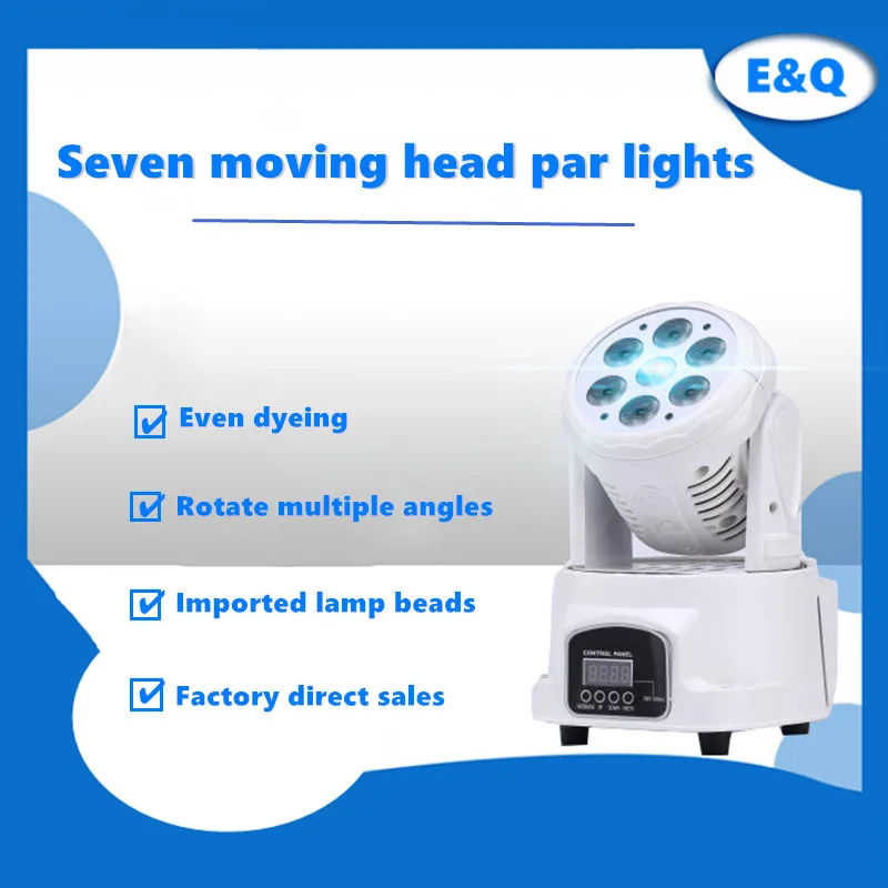 

Moving head LED wash stage light 7x18W RGBWA + UV 6 in 1 professional DMX512 for disco DJ music party Christmas nightclub light