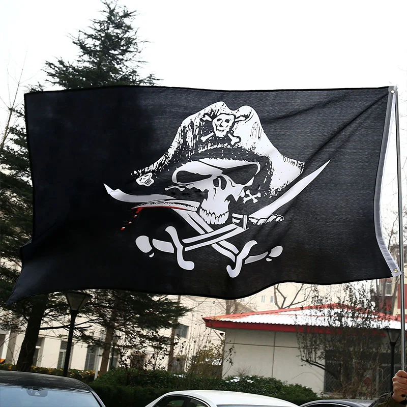 3x5FT Skull And Cross Jolly Roger Pirate Flags Banner Activity Home Decoration
