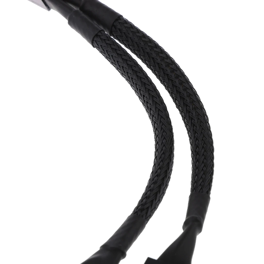 15cm 4 pin Y Splitter Computer PC Fan Power Cable 1 to 2 Wire Black Sleeved