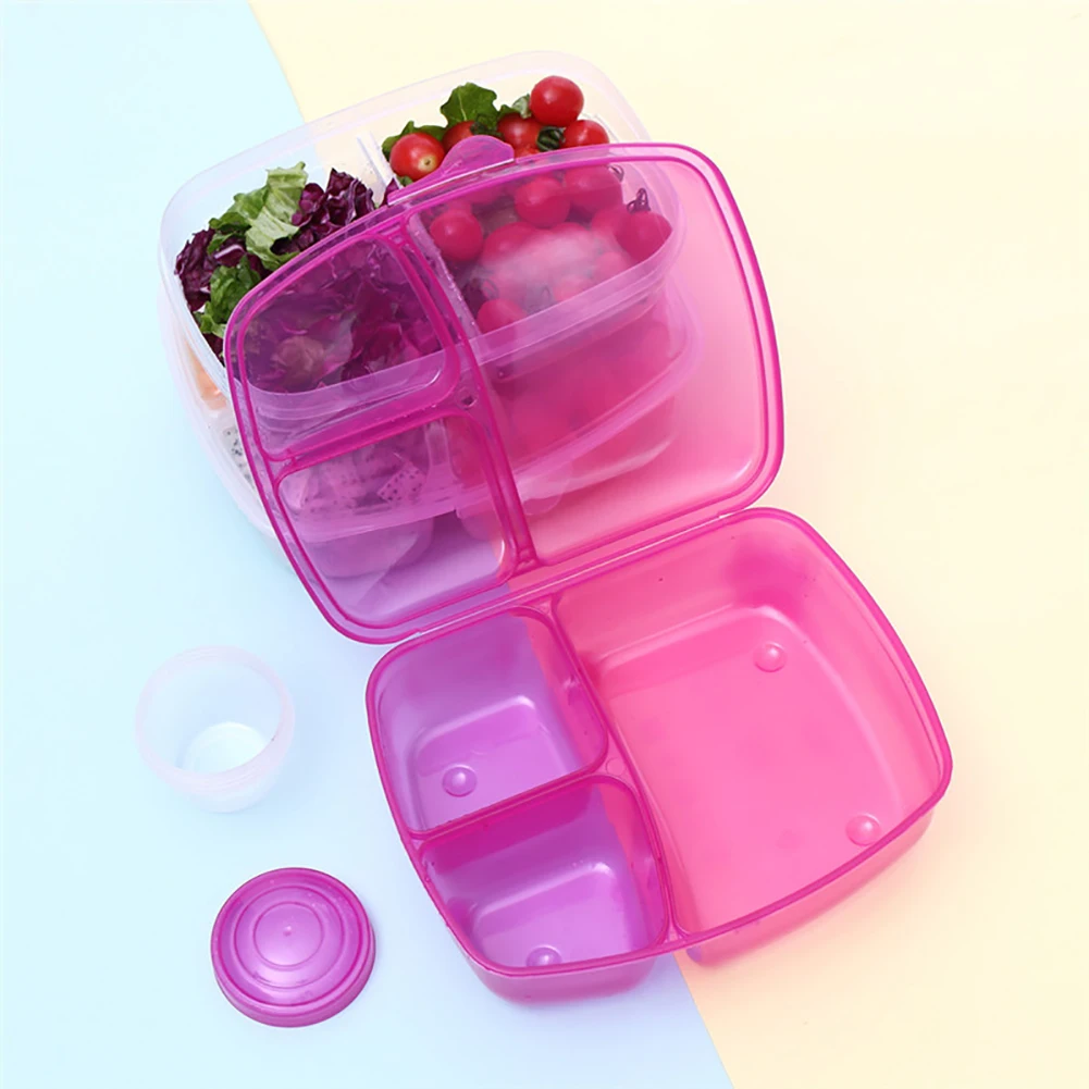Портативный 3 сетки Bento Ланч-бокс для детей пластиковая порционная коробка Bento для хранения еды контейнер пищевой ящик Прочный ланчбокс для школы Кухонные гаджеты