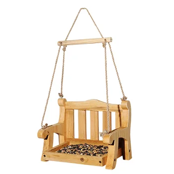 

Garden Wood Swing Decor Bird Hanging Bowl Birds Feeding Tool Outdoor Wood Feeder
