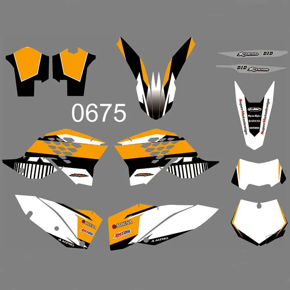 

New Full Graphics Decals Stickers Custom Number Name Glossy Bright Stickers For KTM EXC XCF 125 250 450 530 2008 2009 2010 2011