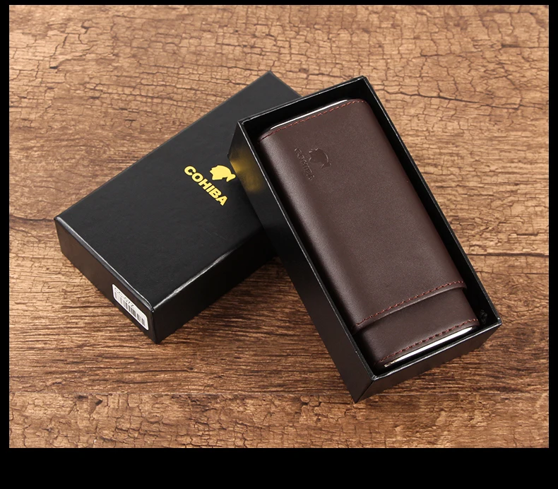COHIBA, кожаный чехол для сигар, для путешествий, Humidor, Cedar Wood, мини, портативный, коробка для сигар, для 3 Cuba, чехол для сигар