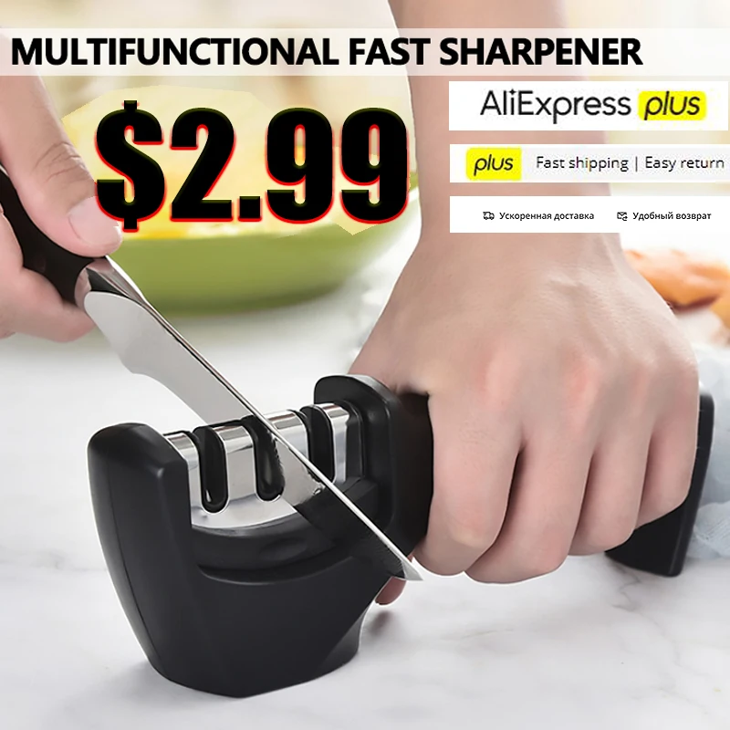 Professional Knife Sharpener 3 Stages Diamond Tungsten Steel Ceramics