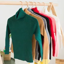 Осенне-зимние теплые свитера для мальчиков; Детские свитера с высоким воротником; Повседневный свитер в рубчик для мальчиков и девочек; топы для детей; вязаная одежда для мальчиков