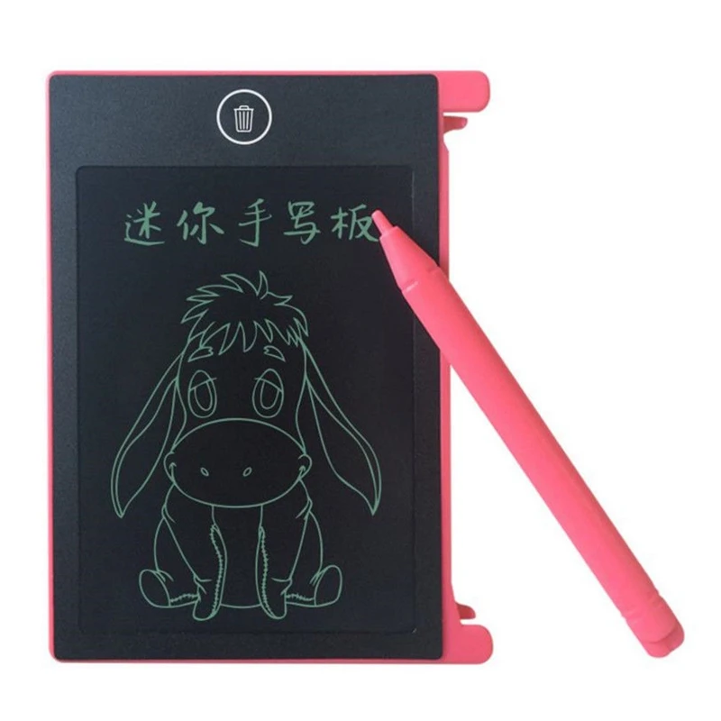 LCD Writing Tablet Paperless Memo Pad Writing Drawing Graphics Board 4.4 inch - Цвет: Pink