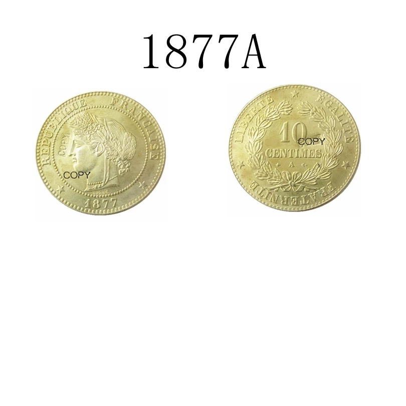 1875A 1877A Франция 10 центимов копия монет - Цвет: 1877-A