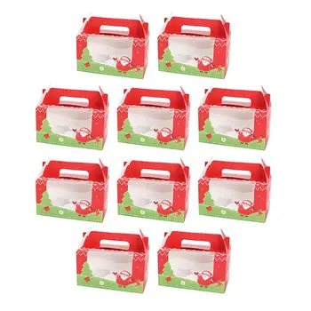 

10Pcs Christmas Cake Packaging Boxes Food Packing Boxes Portable Cake Container