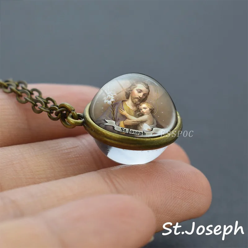 Virgin Mary с младенцем, еврейский религиозный художественная стеклянная подвеска, ожерелье, христианские подарки, ожерелье Святого Патрика - Окраска металла: size 13