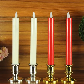 

LED Candles Lights Plastic Smokeless Candles Battery-Powered Unscented Candles Red White Fake Candles for Home Decoration