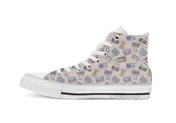 

Audio cassette High Top Canvas flat Casual Custom Design shoes Drop Shipping