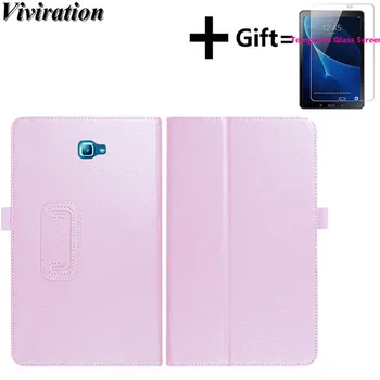 

PU Protective Shell For Samsung Galaxy Tab A 6 10.1 T580 T585 Case High Quality Tempered Glass Screen Protector+Hard Stand Cover