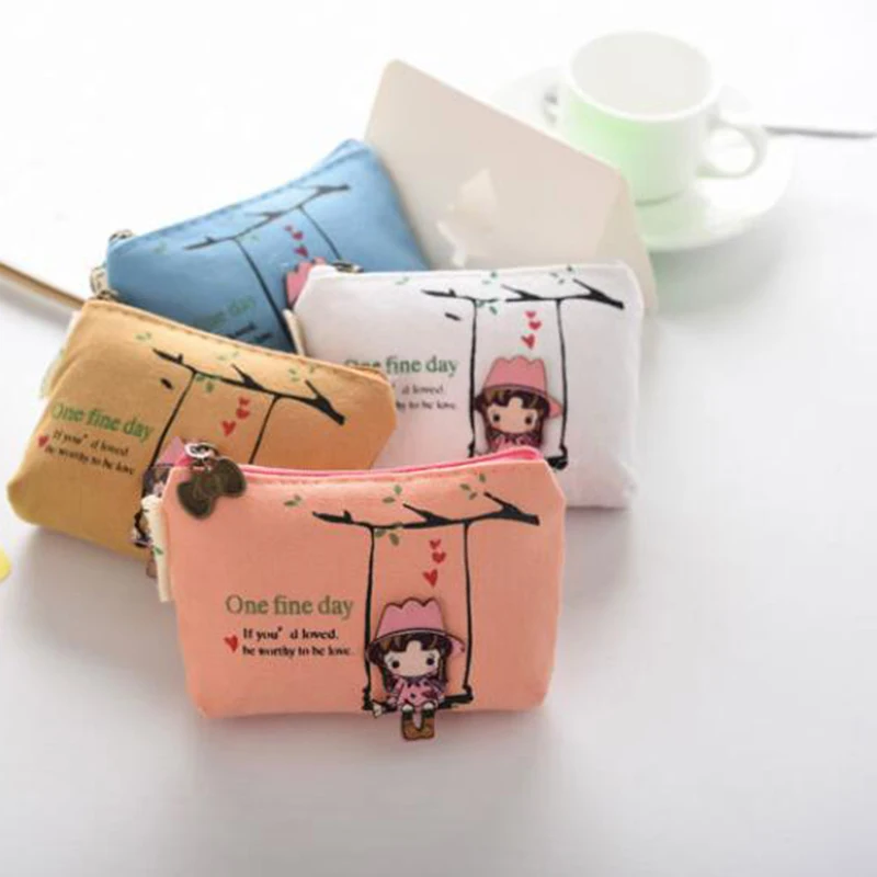 Cute Cartoon Animal Coin Purse Women Mini Canvas Card Holder Small Wallet Pouch Daily Storage Bag Kawaii Girls PVC Purse Clutch