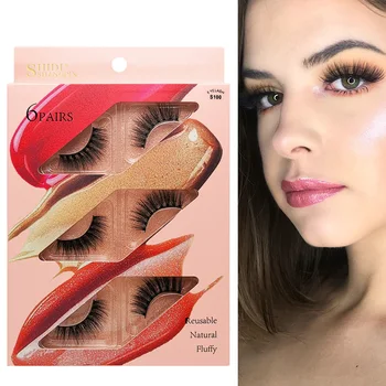 

6Pairs/Set Faux Mink Hair False Eyelashes Wispy Fluffy Thick Natural Handmade False Lash Cruelty Free Eye Makeup Tools Lash Set