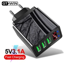Gtwin 3A светодиодный дисплей USB зарядное устройство Quick Charge 3,0 EU US мобильный телефон 3 порта быстрое настенное зарядное устройство для iPhone 11 XS 7 samsung Xiaomi