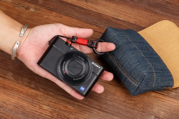 Handmade Original Wooden Leather Camera Finger Ring Straps Phone Hand Lanyard for Sony RX100II-M2/M3 Canon G7X/G7X2 Fuji X100