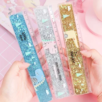 

1 pcs/lot Oil flow sand rulers Kawaii laser girl drawing template lace Sewing Ruler stationery office school