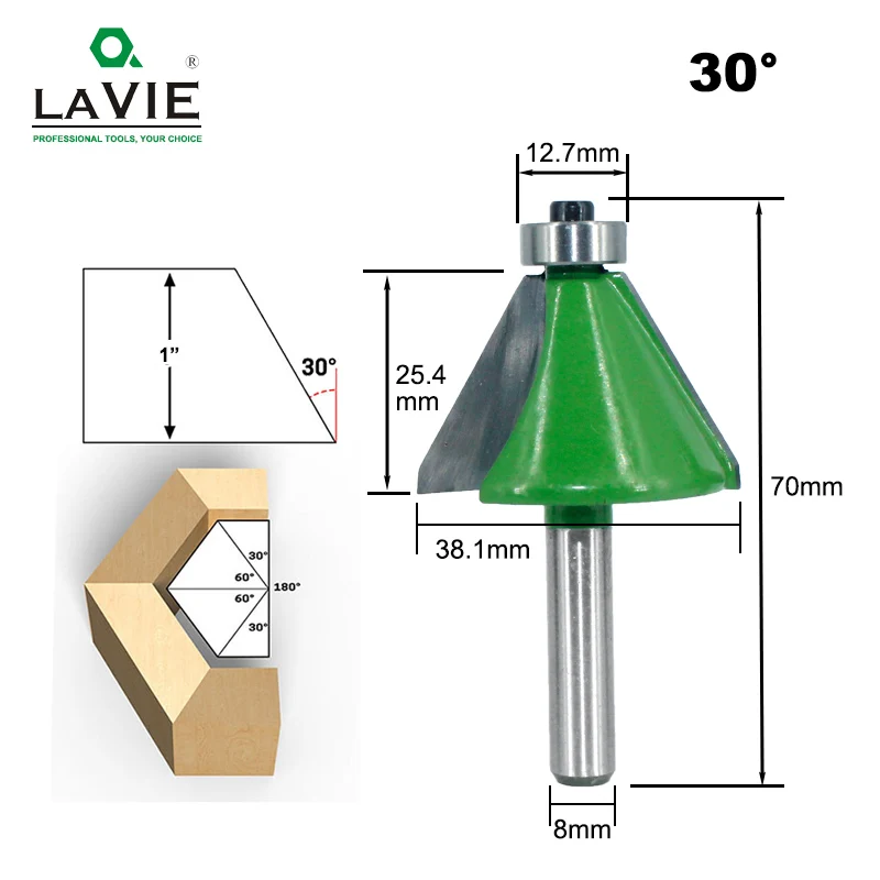 LAVIE 5 шт. комплект 8 мм хвостовиком фаски Фрезы 11,25 15 22,5 30 45 градусов фрезерные резак для дерева Woodorking станки MC02111