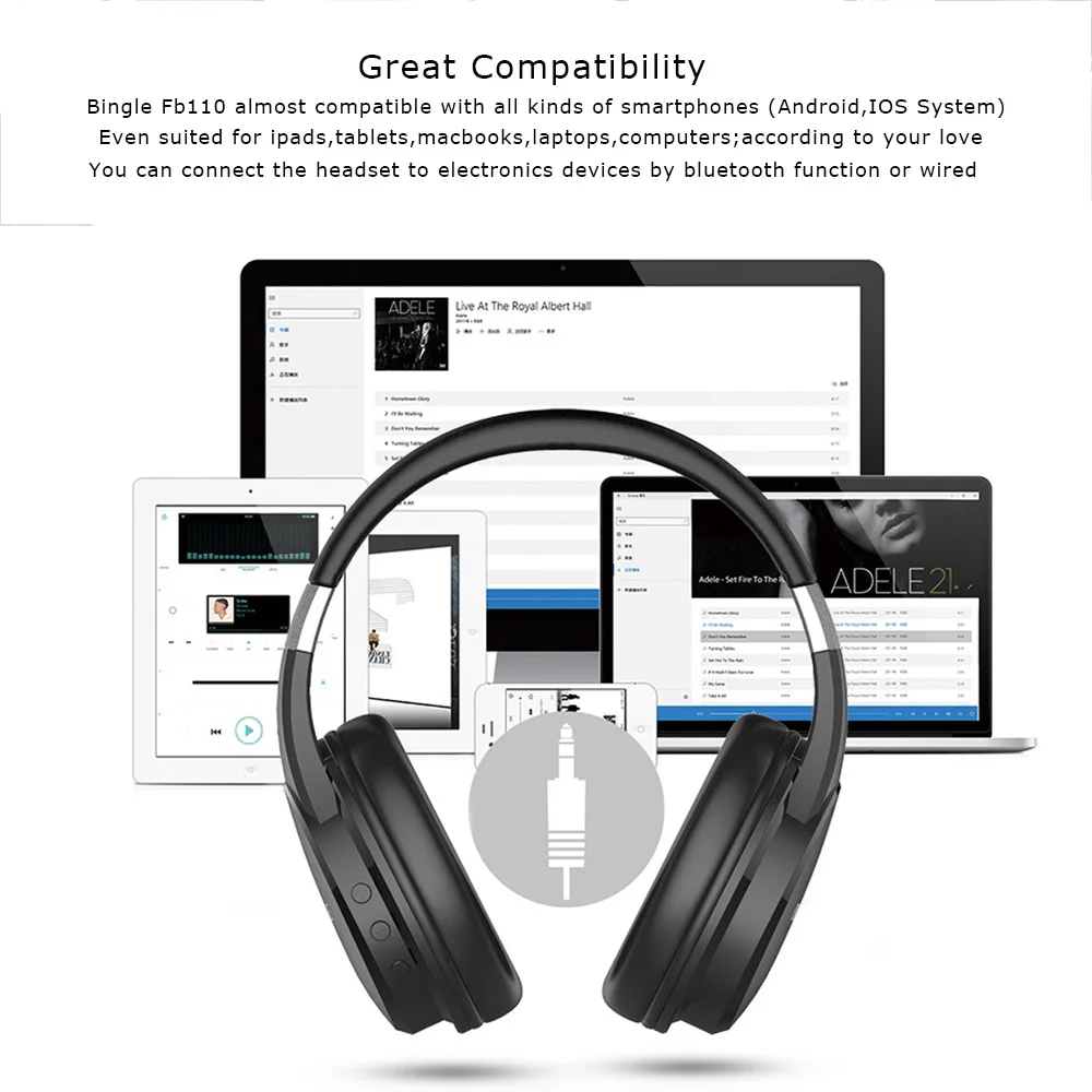 Fb110 глубокий бас 3D объемный Стерео шумоподавление беспроводные Bluetooth гарнитуры наушники с микрофоном для музыки, студии, аудио