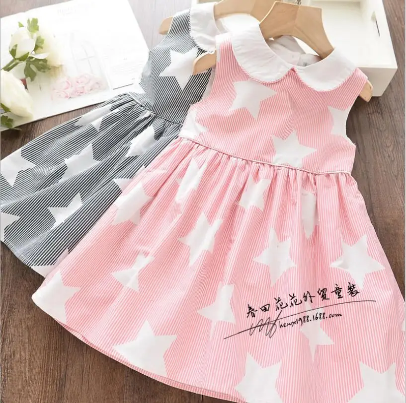 Хлопковые Платья для девочек, Летнее Детское платье с принтом, милые детские платья принцессы, одежда для девочек
