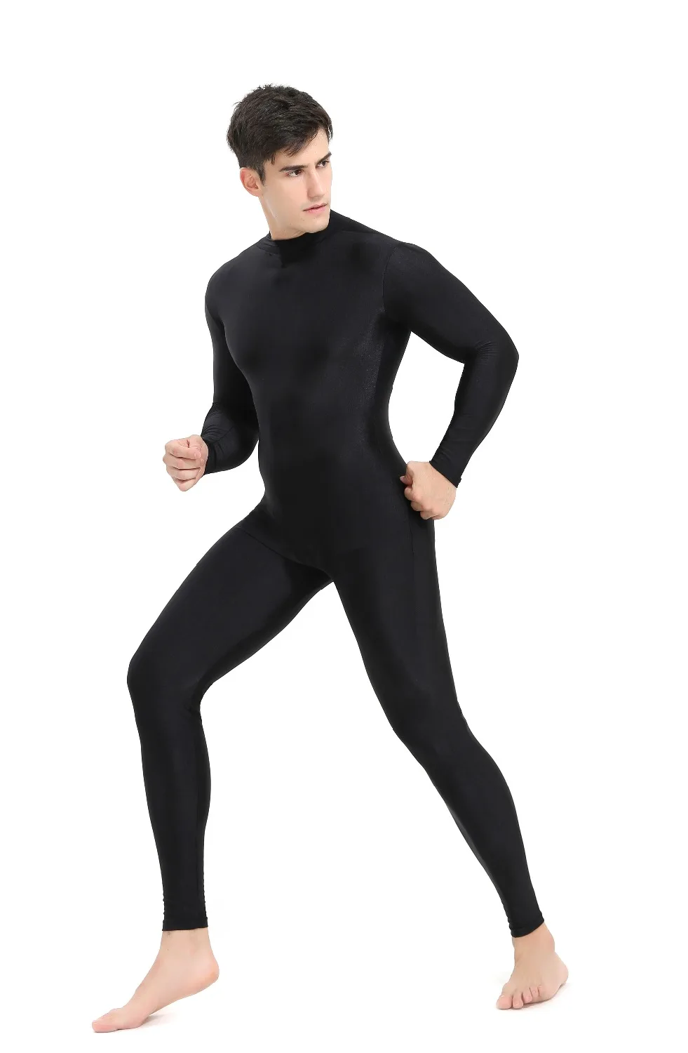 Adult Unisex Mock Neck Long Sleeve Unitard Men Spandex Unitards Bodysuit Full Length Gymnastics Dance Wear Catsuit adult unitard