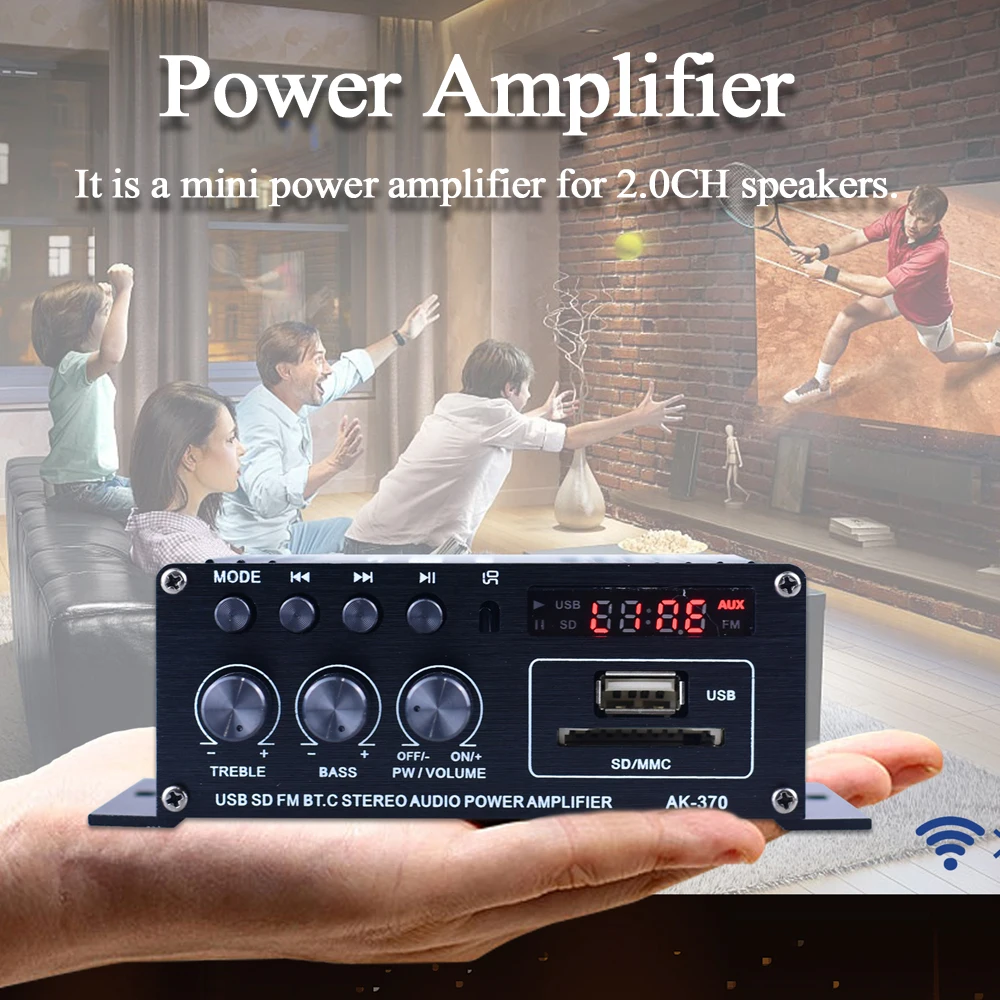 non inverting amplifier AK370 12V Car Audio Amplifier 20W*2 BTL Out Hi-Fi MP3 Radio Stereo Bass Speaker Booster Player for Motorbike Home Car Amplifier sub amp