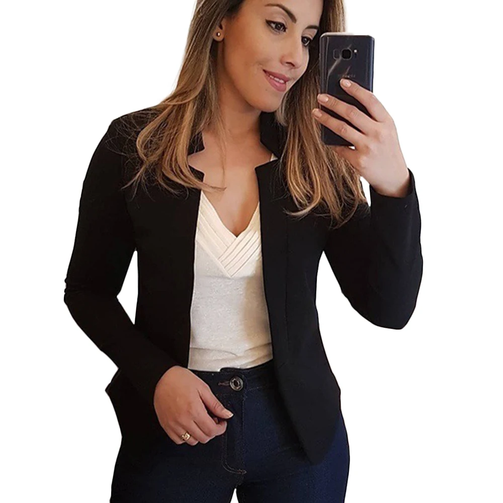Beste Wipalo Herfst Winter Plus Size Vrouwen Blazers Lange Mouwen Onregelmatige Kraag Effen Blazer Open Voorzijde Slanke Korte Werk Office Blazers