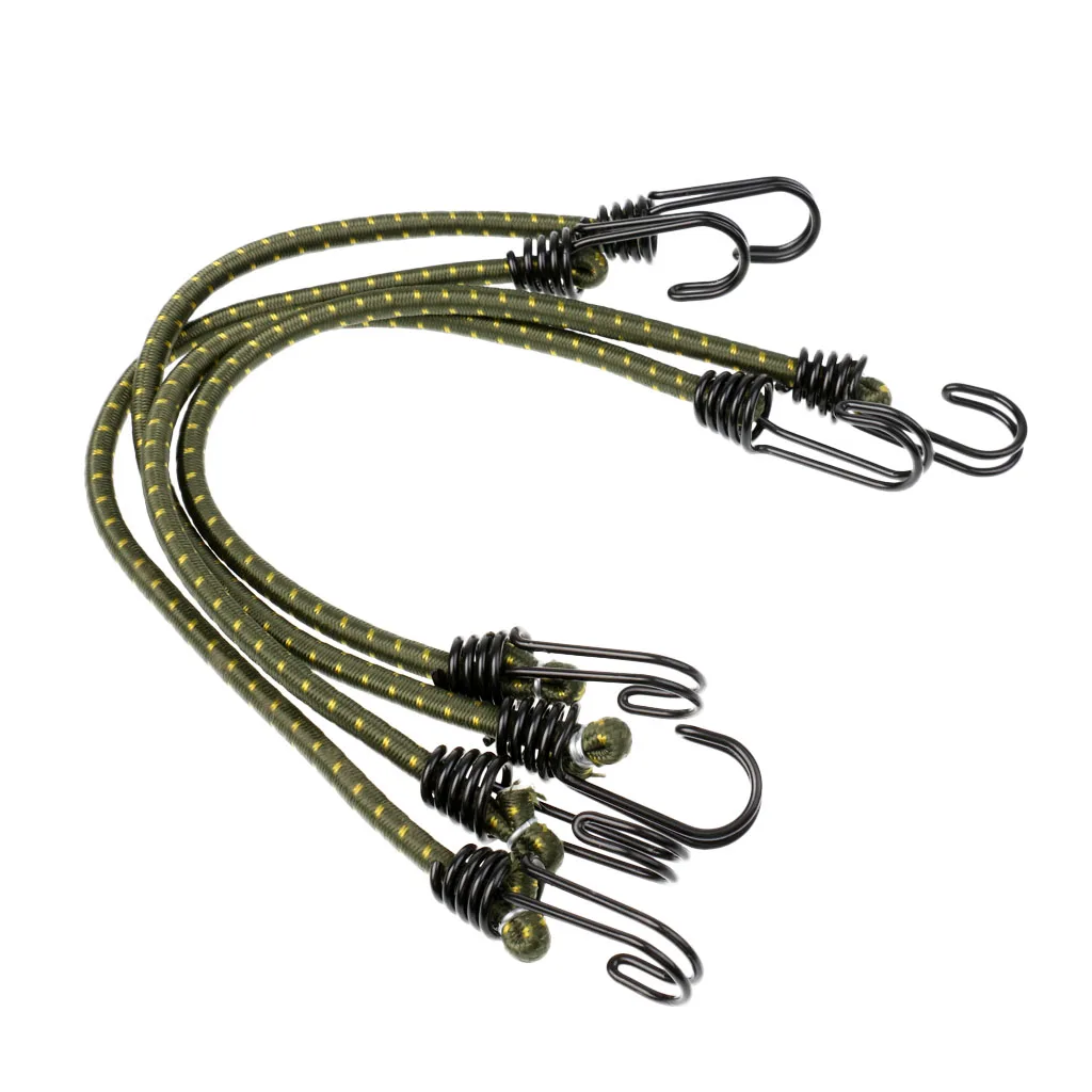 4 Pieces Heavy Duty Elastic Bungee Cord Outdoor Camping Hook Rope