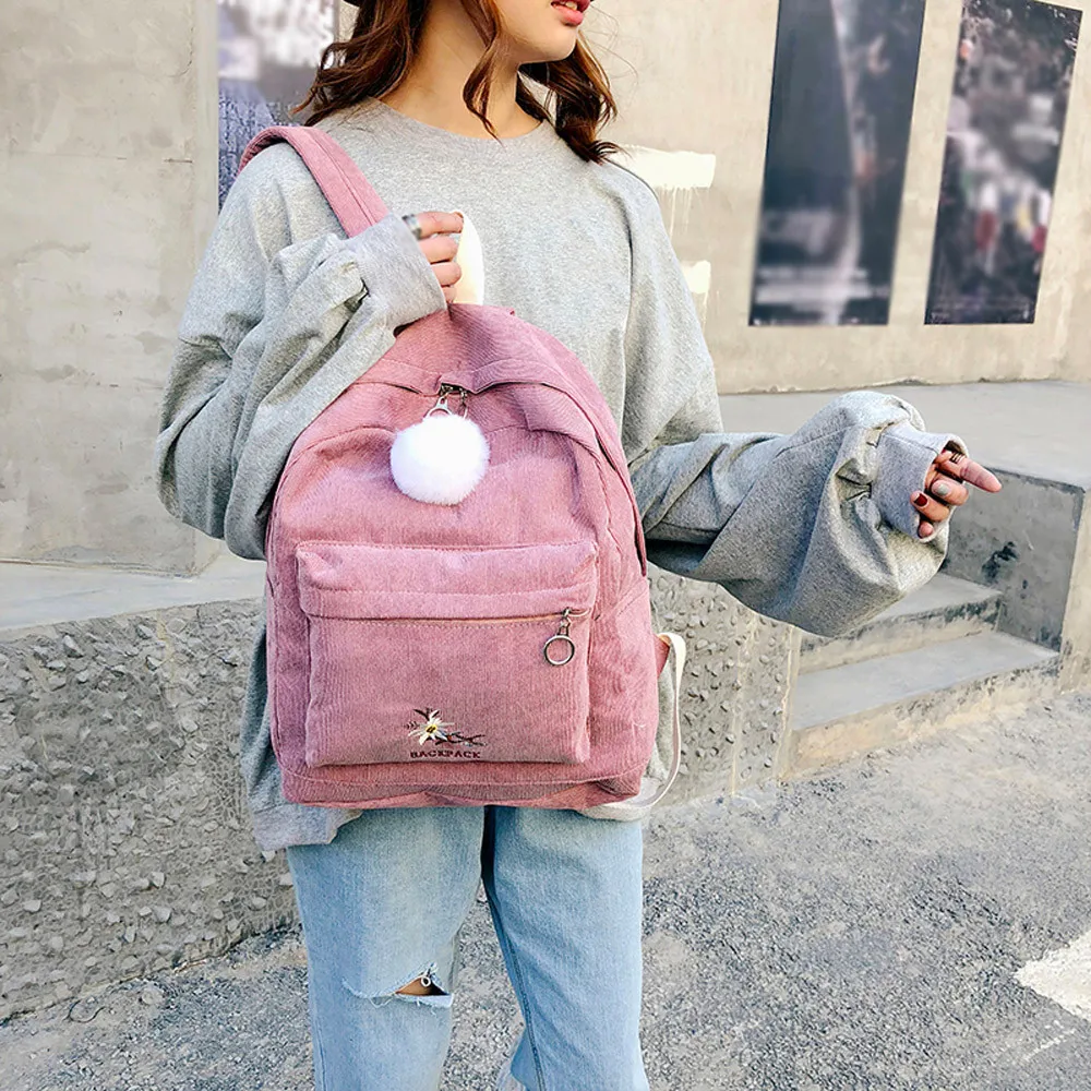 Прямая поставка; модная Вельветовая школьная сумка для девочек; рюкзак; Женская дорожная сумка на плечо; Повседневное платье; женский корейский стиль