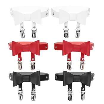 

MSemis Womens Garter Belts Girl PU Leather Bowknot Leg Garter Belts Sexy Punk Gothic Elasticity Leg Harness with Duck-Mouth Clip