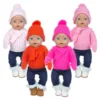 1Set Sweater Suit+hat+scarf +gloves Fit 17inch 43cm Doll Clothes Born Baby Suit For Baby Birthday Festival Gift 1